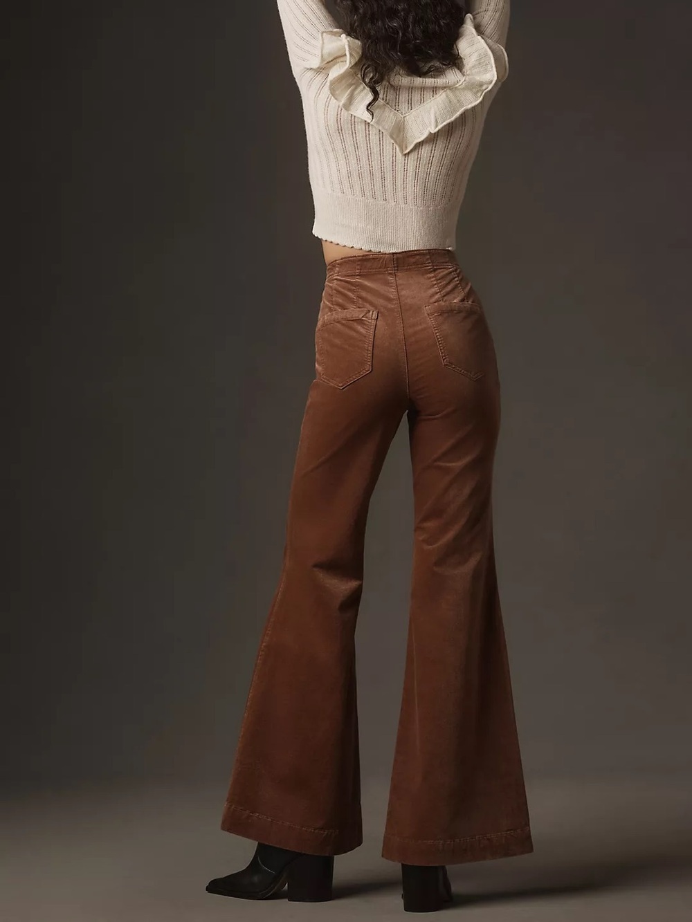 Anthropologie Pilcro Brown Pull-On Corduroy Wide Leg Retro Flare Pants - Picture 2 of 13